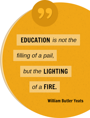 EDUCATION is not the filling of a pail, but the LIGHTING of a FIRE. William Butler Yeats